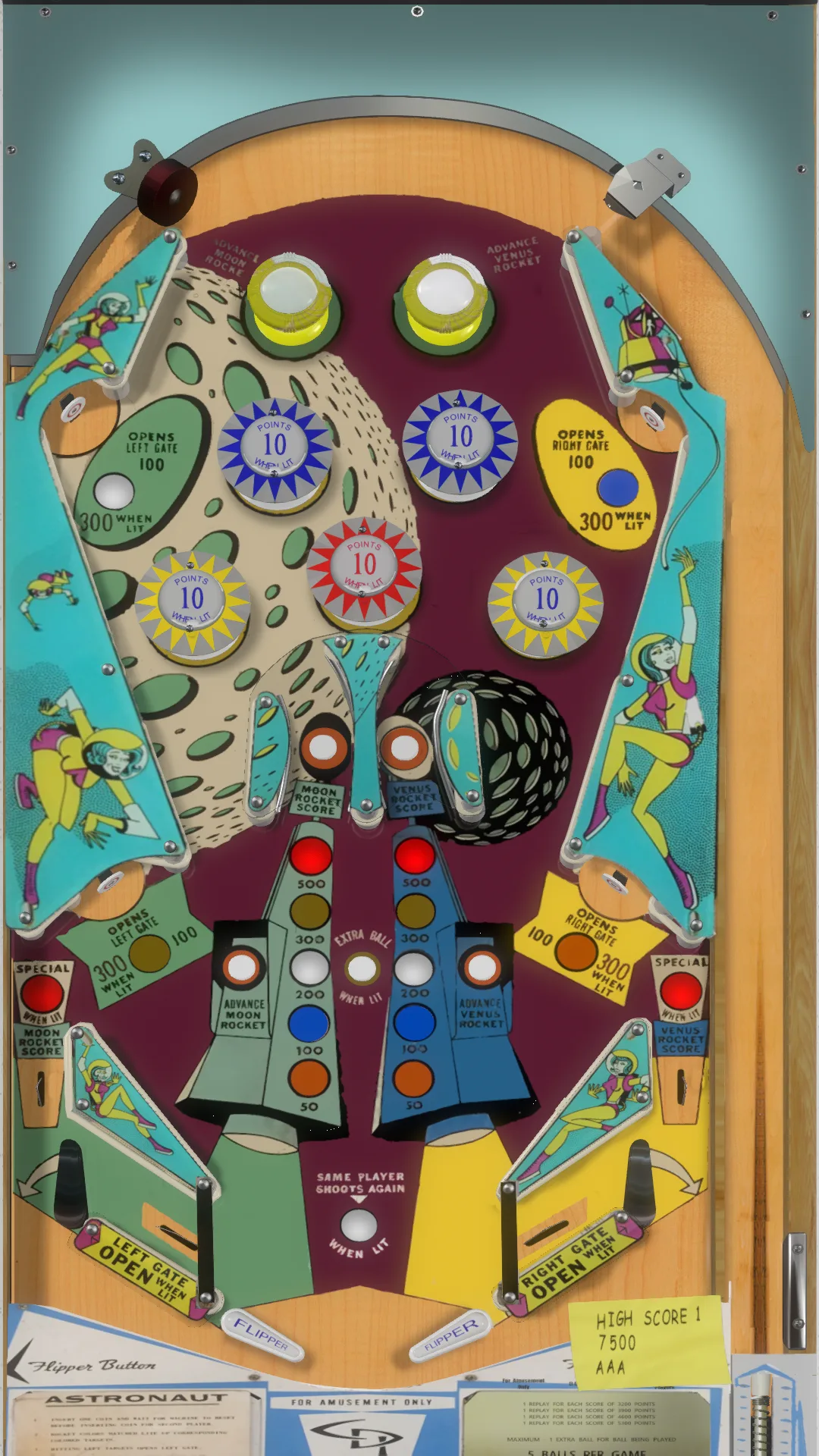 Moon Shot / Astronaut playfield