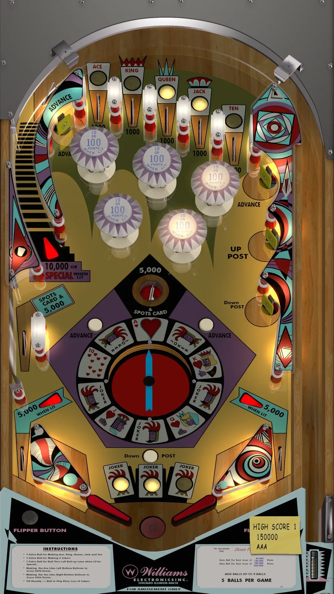 Straight Flush / 3 Jokers playfield